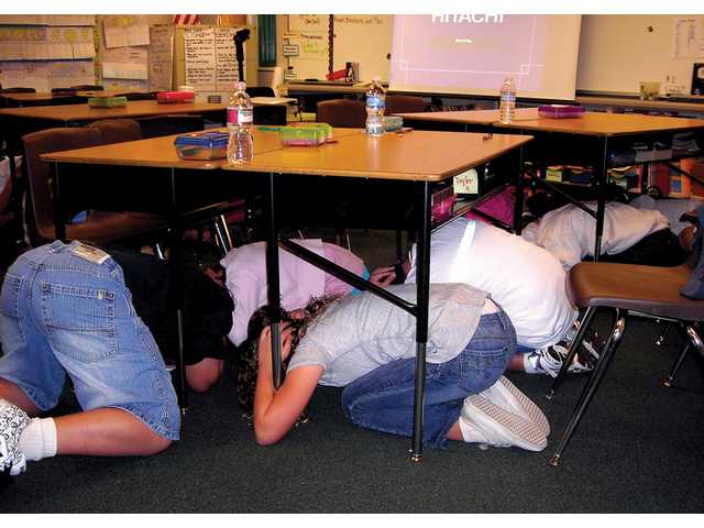 Students duck and cover