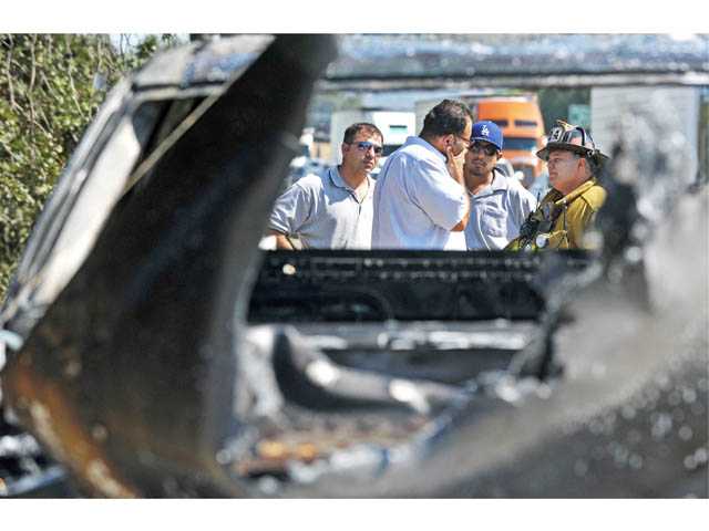 UPDATE: Pickup truck on fire on Interstate 5