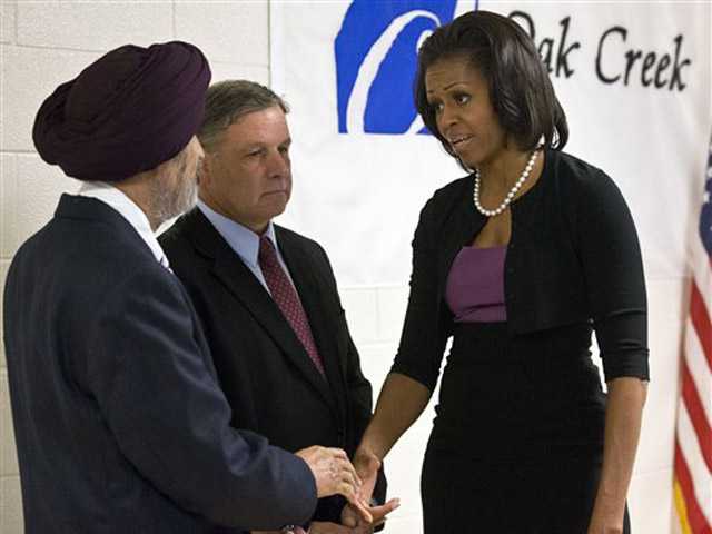 First lady meets Sikh shooting victims' families 