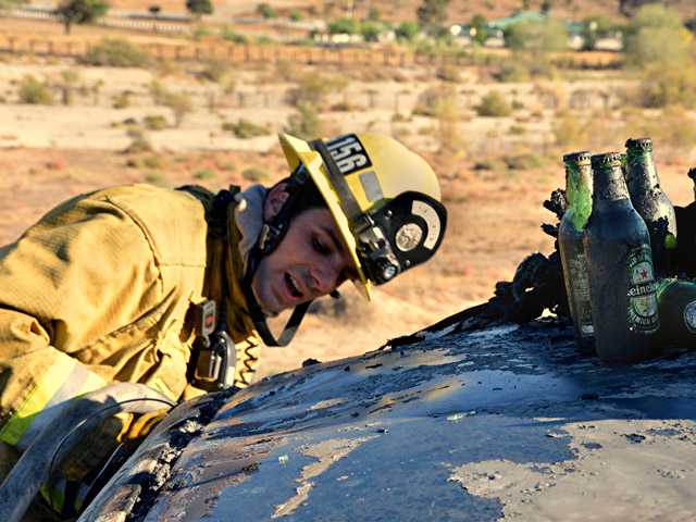 Three men pull DUI suspect from burning wreckage in Castaic