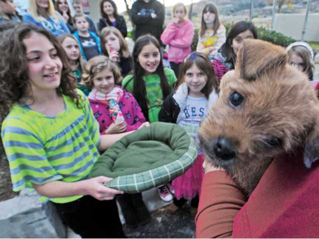 Kids donate to shelter