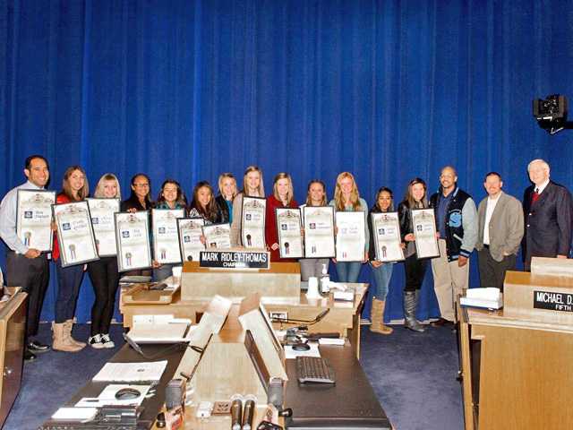 Supervisors recognize Saugus girls cross country team