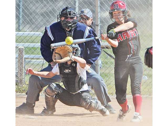 Hart softball defeats Golden Valley, 11-0, in windy affair