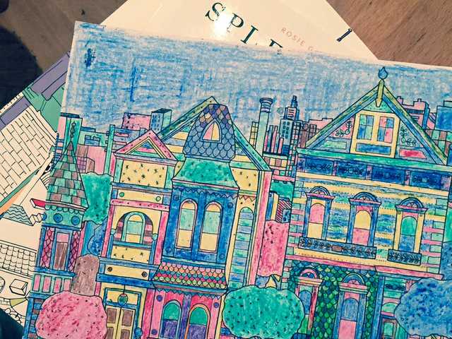 This June 17 2015 Photo Shows A Colored In Page From The Adult Coloring