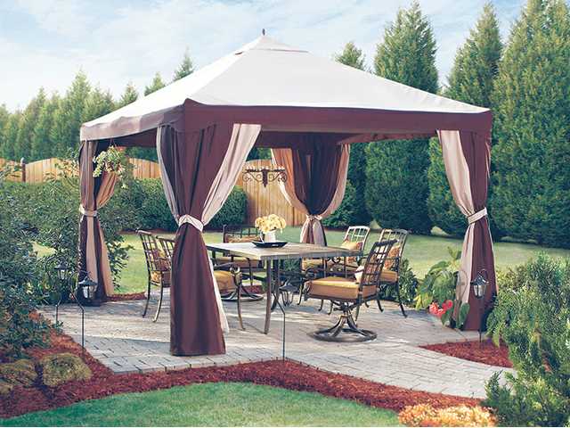 Keeping Cool In The Backyard The Garden Treasures 10 X 12 Steel Gazebo Is Just One Of Many Shade