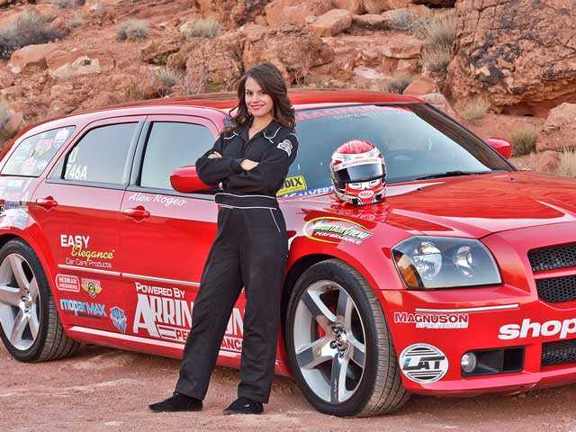 Young Local Drag Racer Chasing Her Dream Alex Rogeo Female Drag Racer Posing With Her Race Car